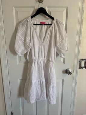 Make offer! Betsey Johnson White speckledMidi Dress with V-Neck Medium Rare